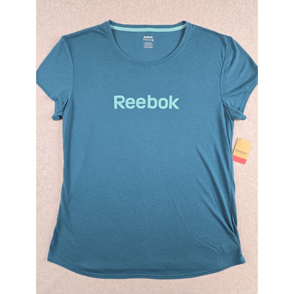 Reebok Womens Size 2X Short Sleeve Logo Tee Lightweight Green NWT